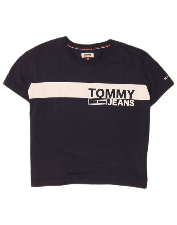 Tommy Hilfiger T-shirt graphique pour femme UK 6 XS Bleu marine Colourblock