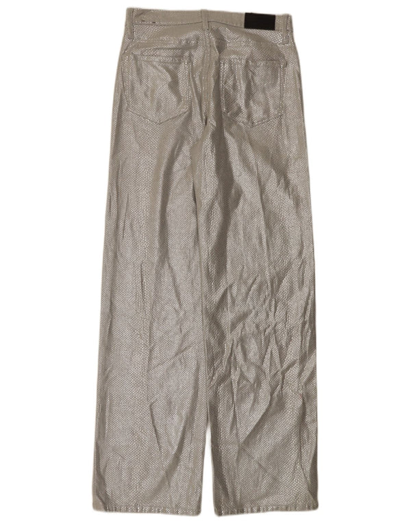 Pantaloni casual a vita alta da donna Calvin Klein W28 L32 argento stampa animalier