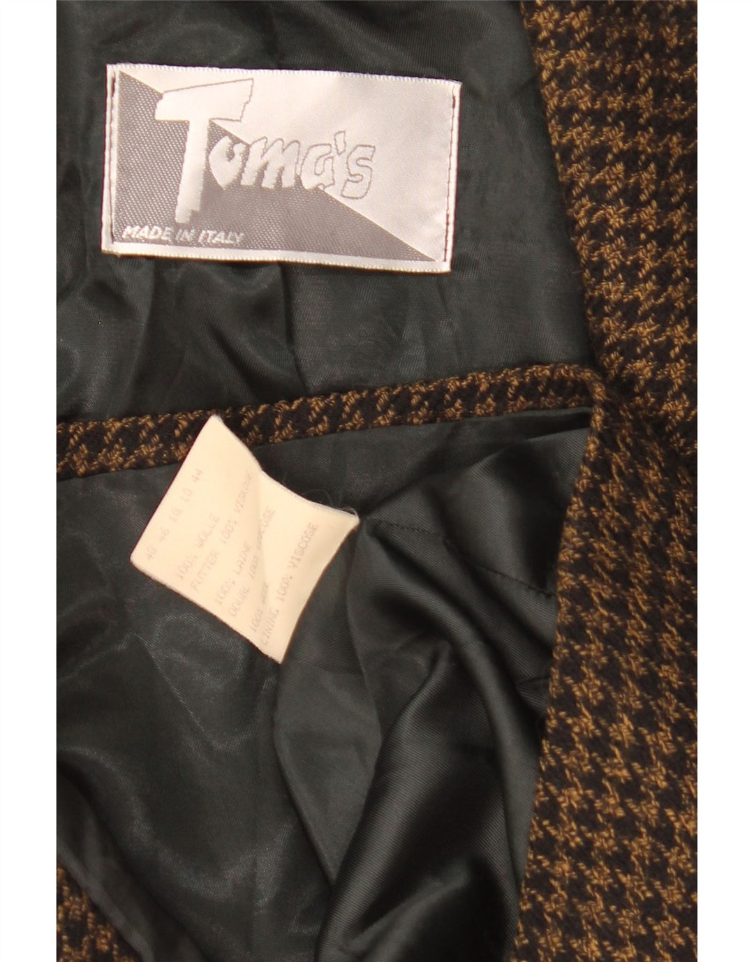 Vintage Damen 2-Knopf-Blazer mit lockerer Passform, Größe 48, XL, schwarzer Hahnentrittmuster