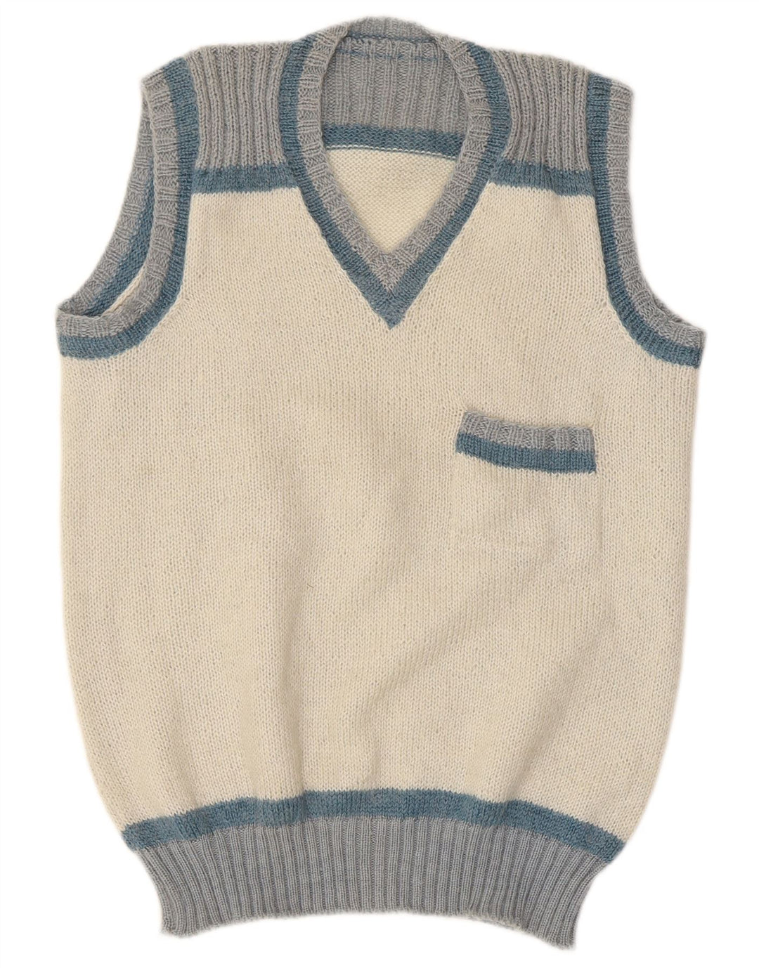 Vintage Mens Vest Tank Top Small White Colourblock