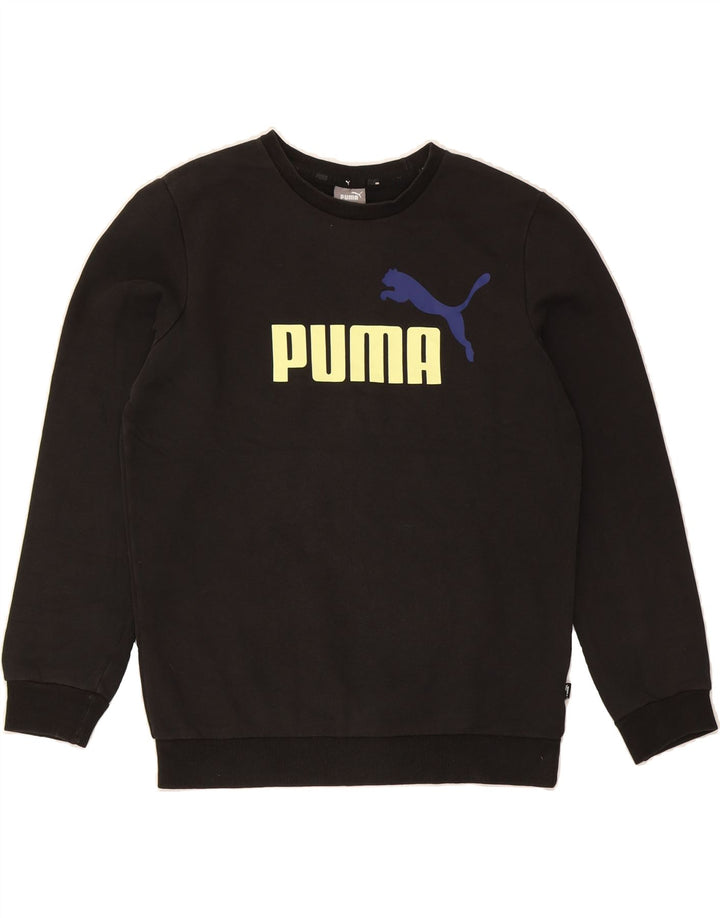 PUMA Mens Graphic Sweatshirt Jumper Small Black Vintage Puma and Second-Hand Puma from Messina Hembry 