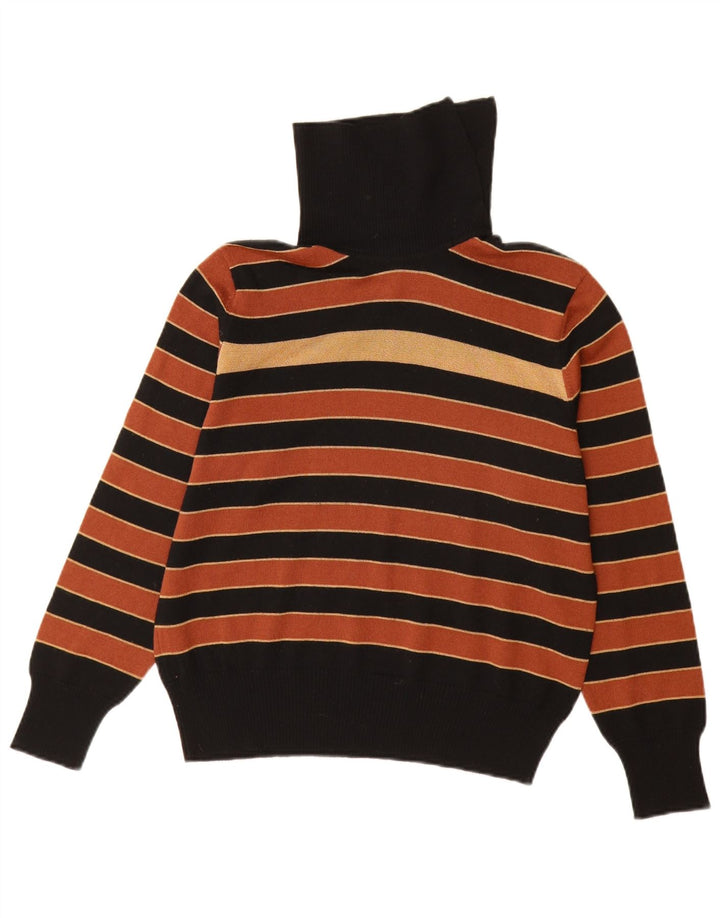BLEYLE Dame Rullehals Sweater UK 12 Medium Sort Stribet