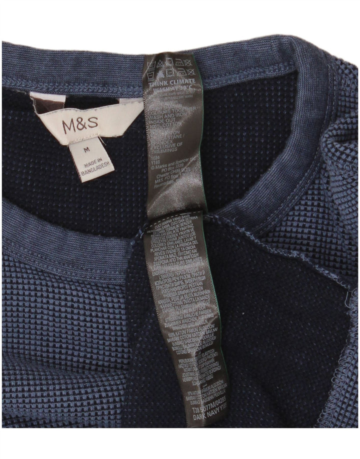 MARKS & SPENCER Mens Loose Fit Top Long Sleeve Medium Blue Cotton