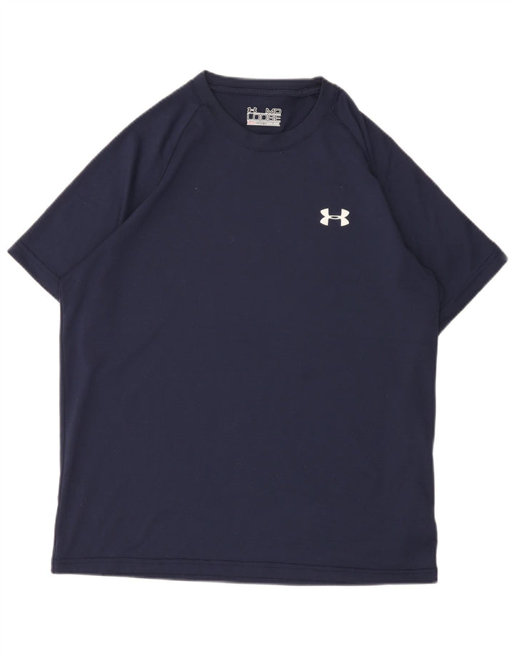 Under Armour Herre Heat Gear T-shirt Top Medium Navy Blue Polyester