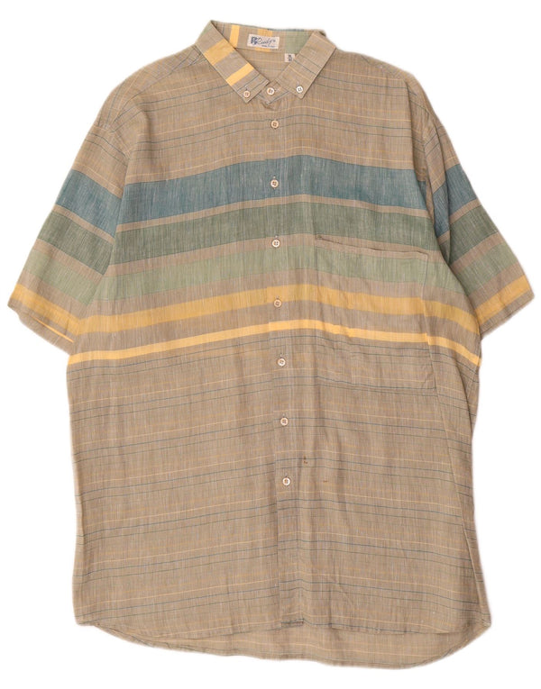 Vintage Mens Short Sleeve Shirt Size 41 16 Large Multicoloured Striped