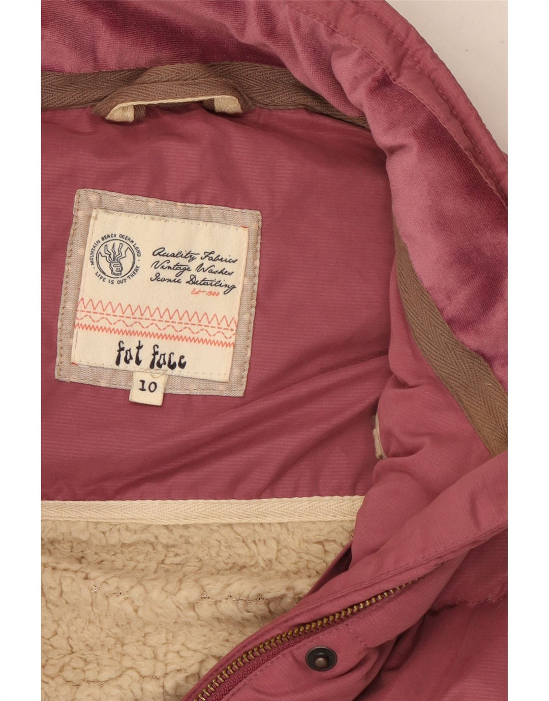 Fat Face Womens Sherpa Oversized Padded Gilet UK 10 Small Pink Polyester