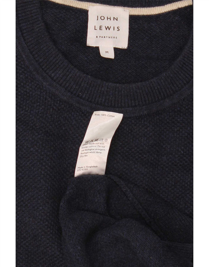 John Lewis Herre sweater med rund hals, mellemblå marineblå bomuld