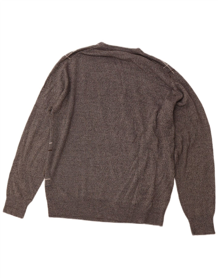 DOCKERS Mens Crew Neck Jumper Sweater Medium Grey Check Acrylic