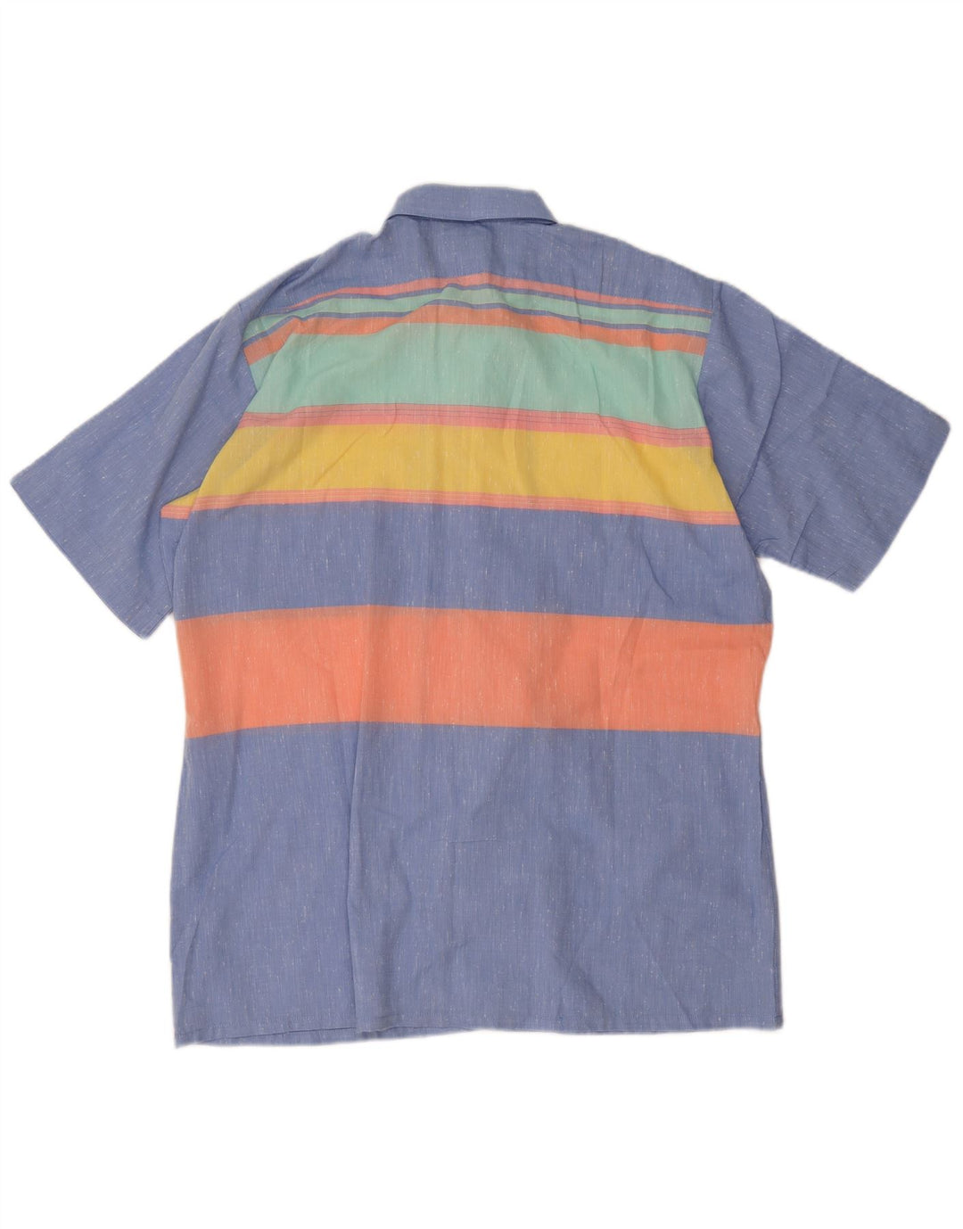 Arrow Mens Short Sleeve Shirt Large Blue Striped Polyester