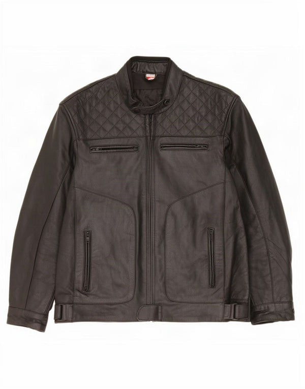 Jaqueta de couro masculina Texspeed UK 40 grande preta