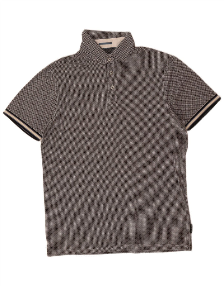 Ted Baker Mens Polo Shirt Size 2 Small Grey Check Cotton