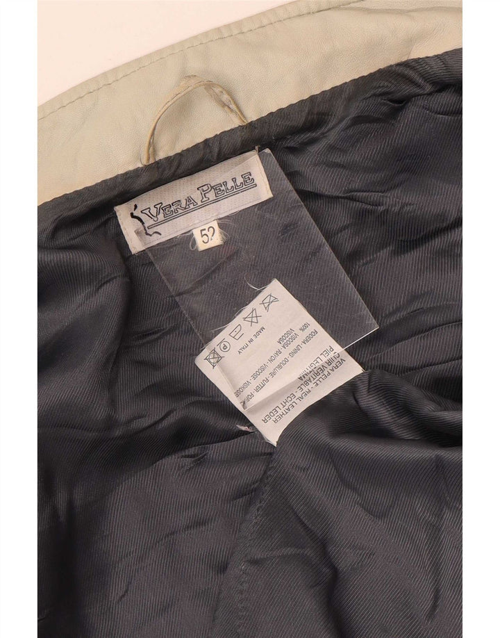 Vintage dame læderjakke IT 52 2XL Beige
