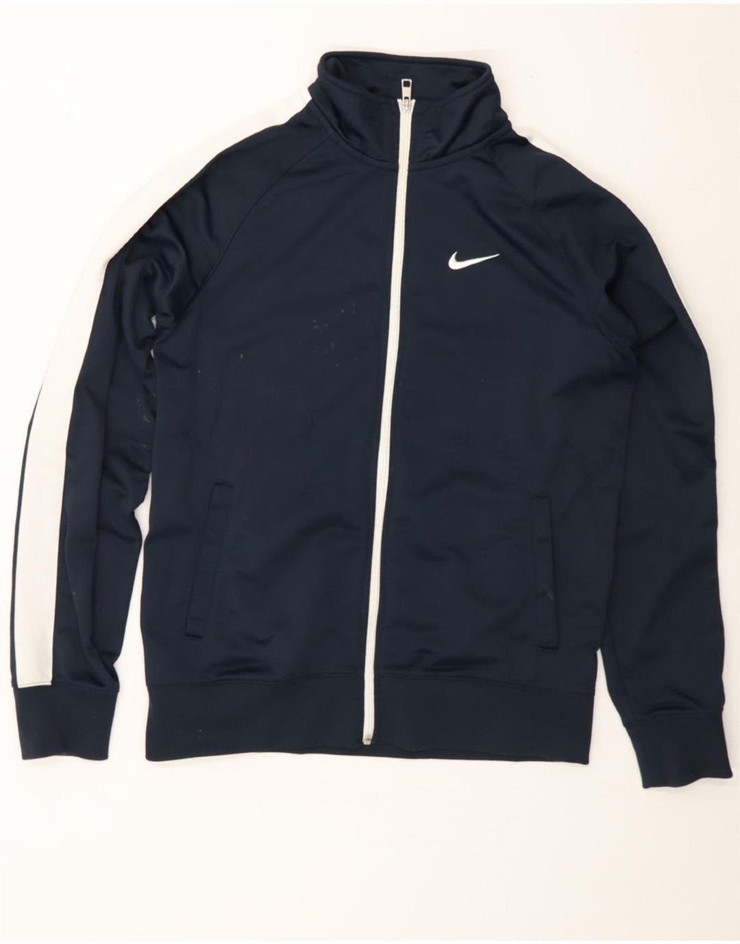 NIKE Mens Tracksuit Top Jacket Medium Navy Blue Colourblock Polyester Vintage Nike and Second-Hand Nike from Messina Hembry 