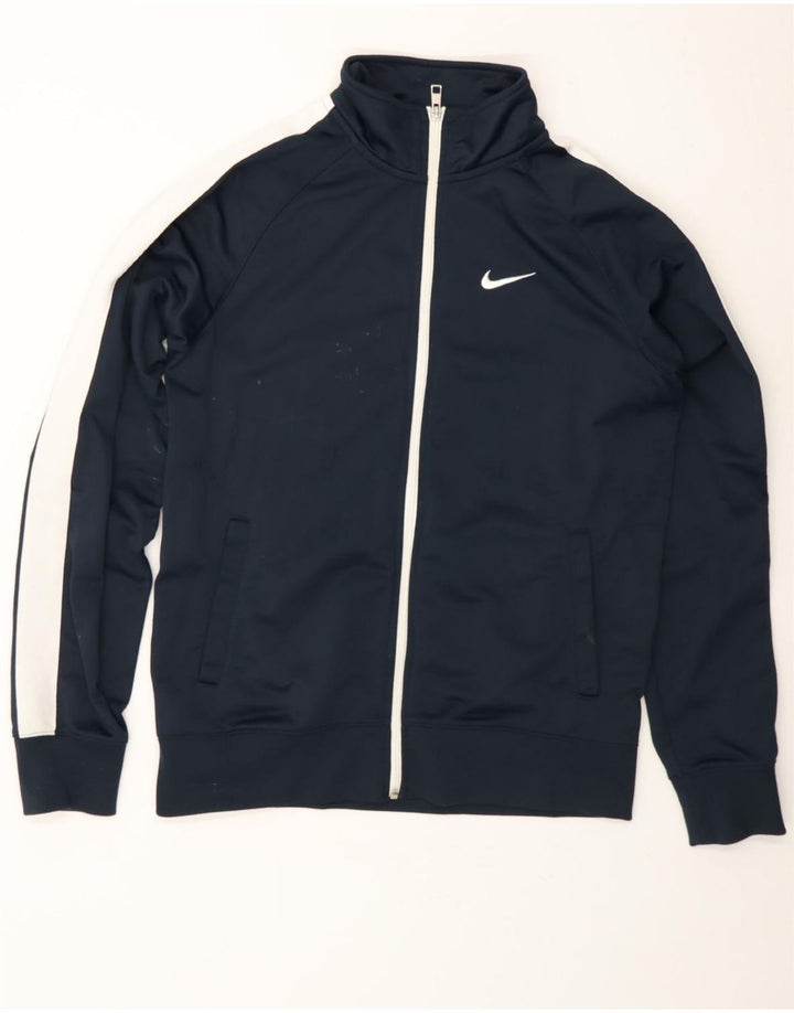 NIKE Mens Tracksuit Top Jacket Medium Navy Blue Colourblock Polyester Vintage Nike and Second-Hand Nike from Messina Hembry 