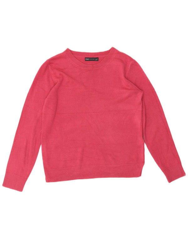 Marks & Spencer Dame Boat Neck Jumper Sweater UK 12 Medium Pink Akryl