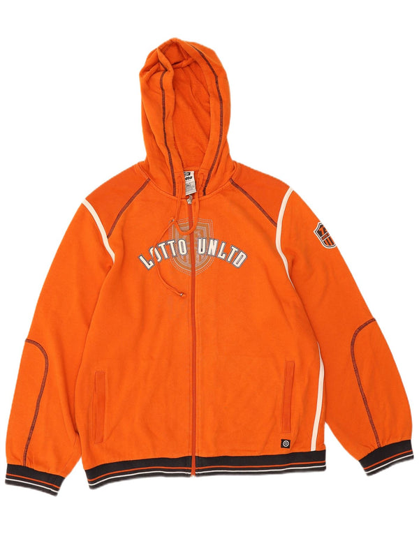 Lotto Boys Graphic Zip Hoodie Sweater 15-16 Years XL Orange Colourblock