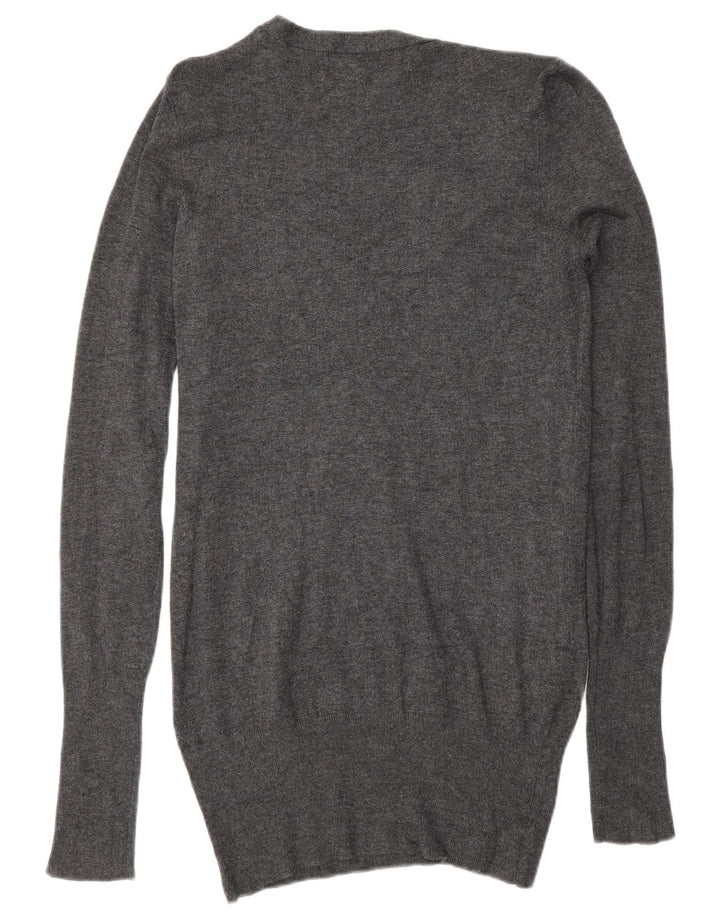 ZARA Womens V-Neck Jumper Sweater UK 12 Medium Grey