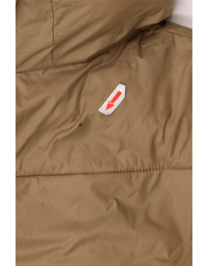 Zara Dame Hætte Polstret Jakke UK 20 2XL Beige Polyester