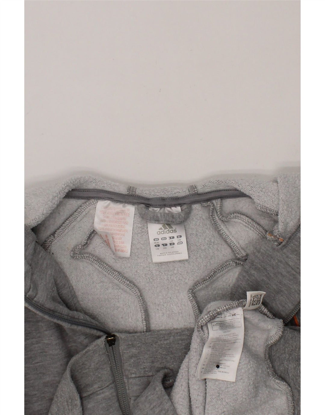 ADIDAS Girls Zip Hoodie Sweater 9-10 Years Grey Cotton Vintage Adidas and Second-Hand Adidas from Messina Hembry 