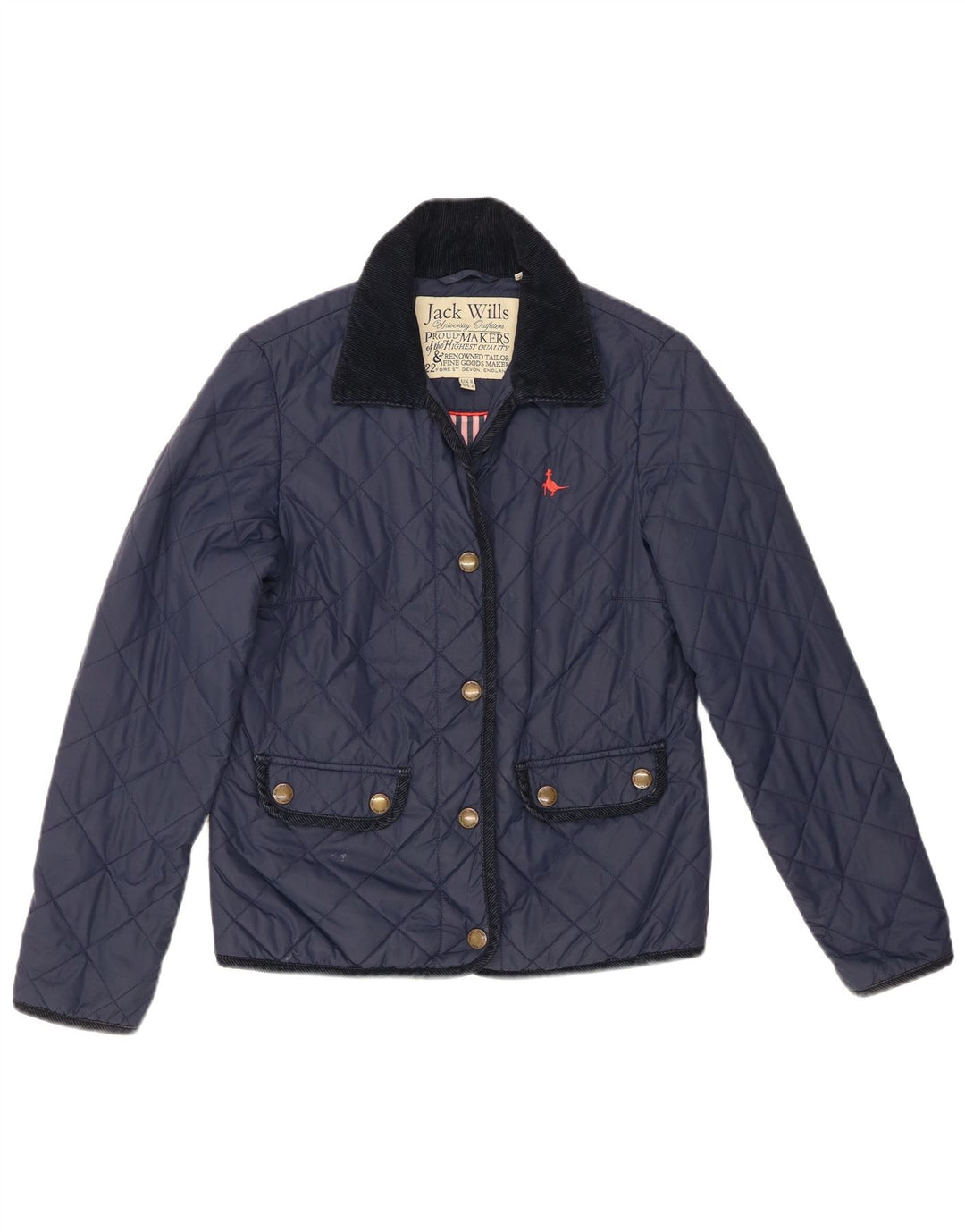 Jack Wills Womens Quilted Jacket UK 8 Small  Navy Blue Nylon