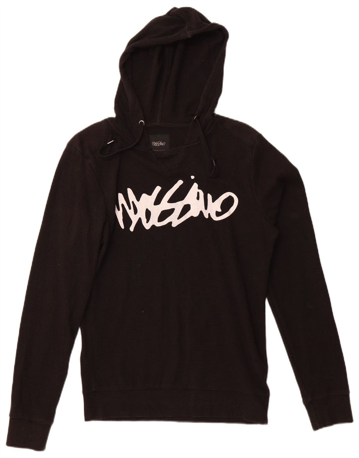 Mossimo Mens Hooded Graphic Top Long Sleeve Medium Black