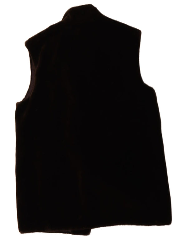 vintage Femmes Surdimensionné Fausse Fourrure Gilet EU 38 Moyen Brun Polyacrylique