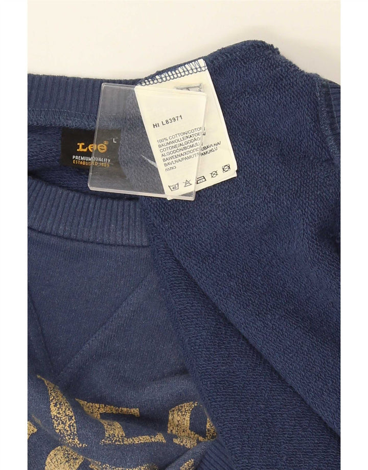 Lee Mens Graphic Sweatshirt Jumper Large Navy Blue Cotton