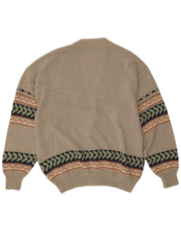 Vintage Mens Cardigan Sweater IT 50 Medium Grey Geometric