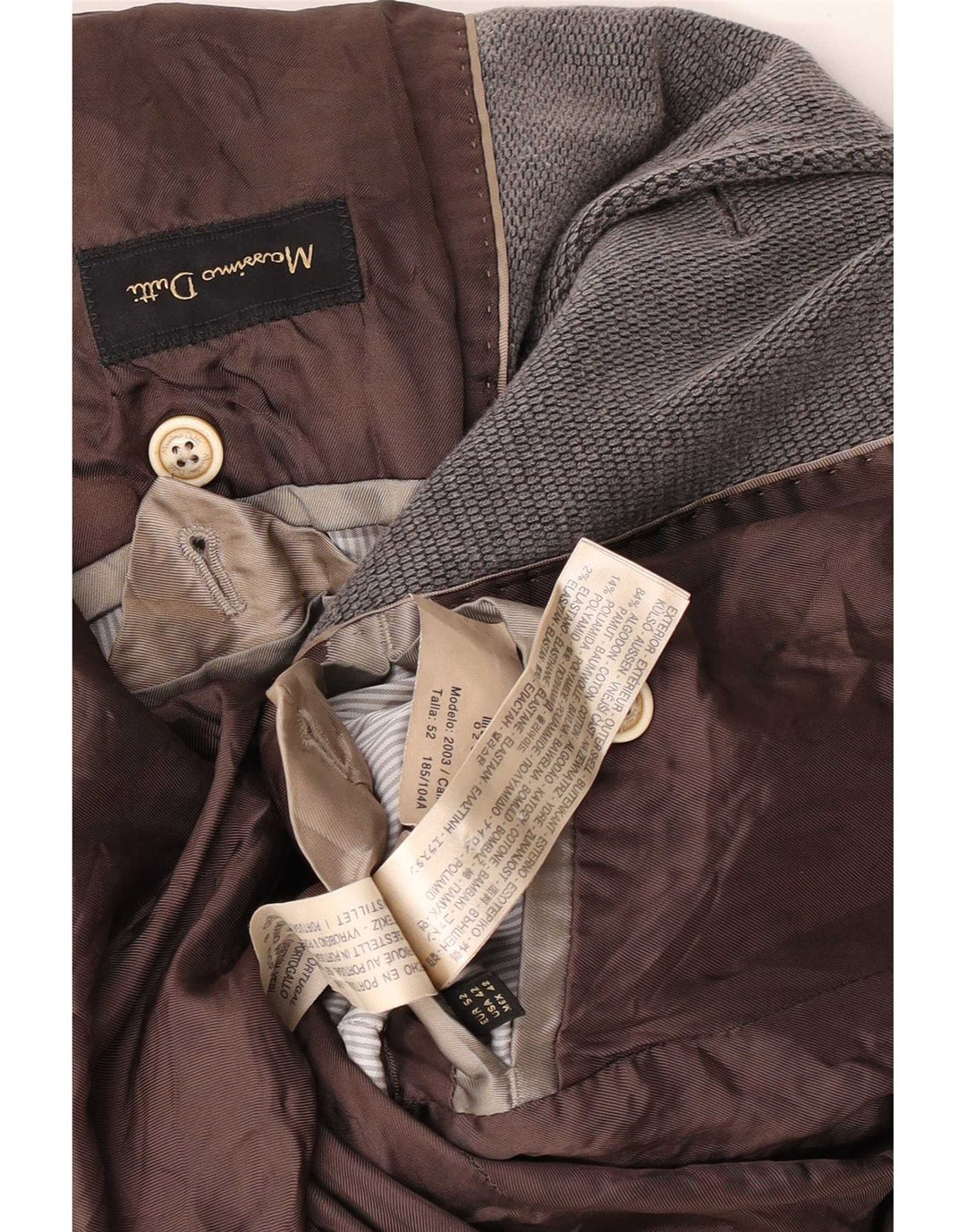 Jaqueta blazer masculina Massimo Dutti com 2 botões UE 52 grande algodão cinza