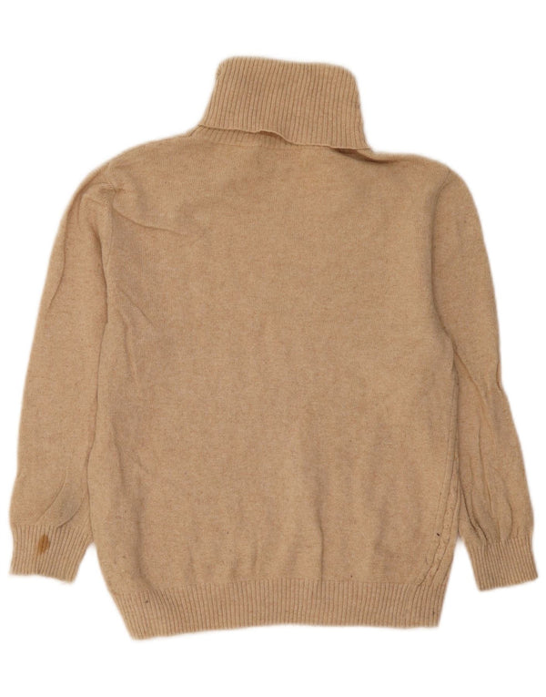 Zara Womens Crop Roll Neck Jumper Sweater UK 12 Medium Beige Cotton