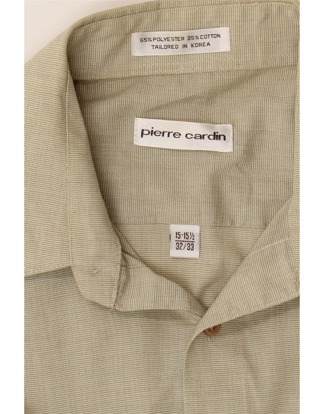 PIERRE CARDIN Mens Shirt Size 15/15 1/2 Medium Beige Polyester Vintage Pierre Cardin and Second-Hand Pierre Cardin from Messina Hembry 