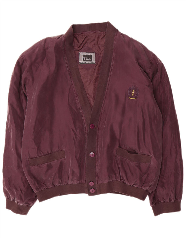 Vintage Mens Bomber Jacket UK 38 Medium Purple Silk