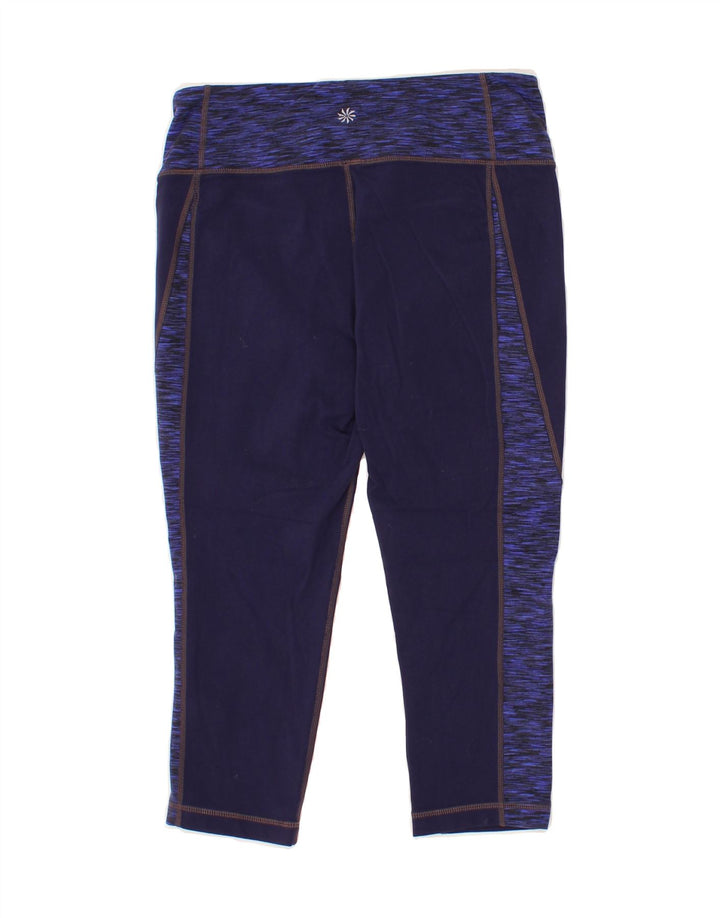 ATHLETA Womens Capri Leggings UK 12 Medium  Navy Blue Colourblock Nylon Vintage Athleta and Second-Hand Athleta from Messina Hembry 