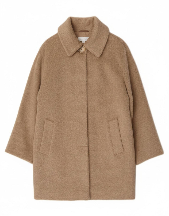 Vintage Womens Oversized Overcoat UK 12 Medium Beige Wool