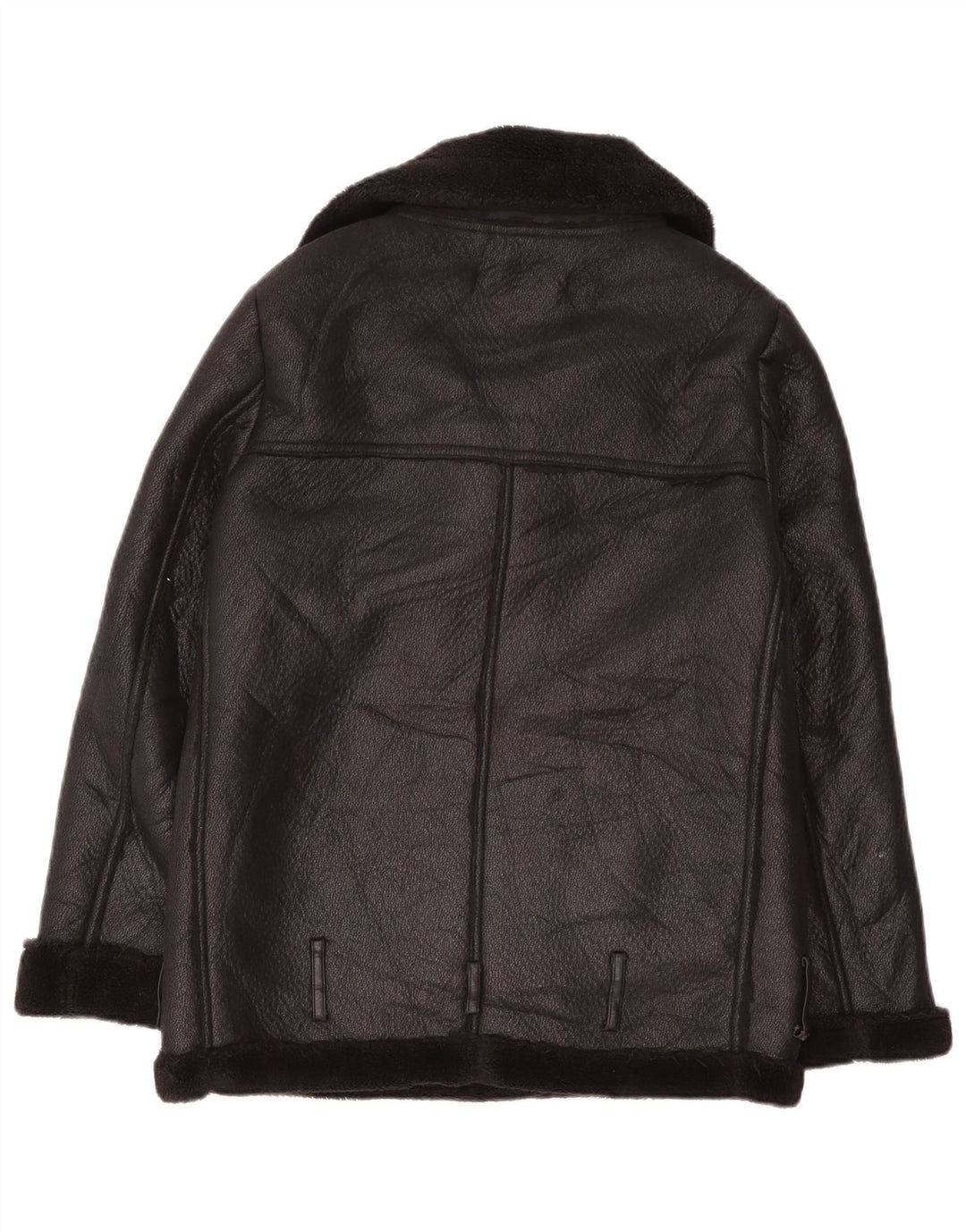 Zara Damen Übergroße Sherpa-Jacke UK 6 XS Schwarz Polyester
