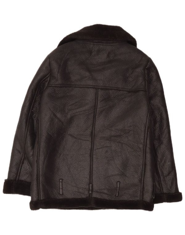 Zara Damen Übergroße Sherpa-Jacke UK 6 XS Schwarz Polyester