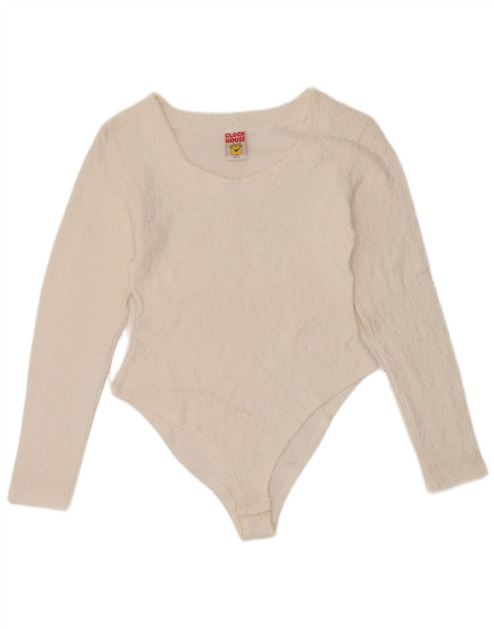 CLOCK HOUSE Body à manches longues pour femme IT 42/44 en coton blanc moyen