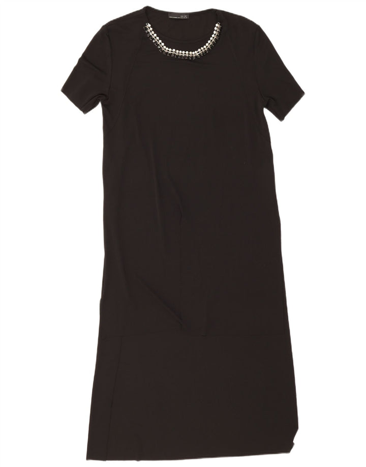 Zara Γυναικείο Maxi Φόρεμα UK 12 Medium Black Polyester