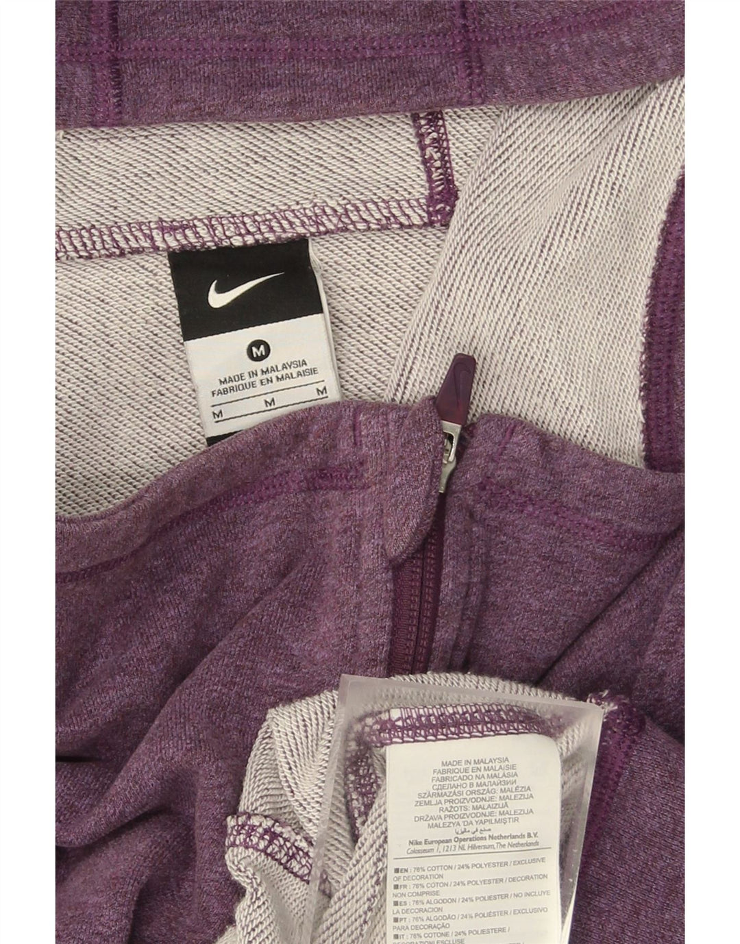 NIKE Mens Zip Hoodie Sweater Medium Purple Cotton Vintage Nike and Second-Hand Nike from Messina Hembry 