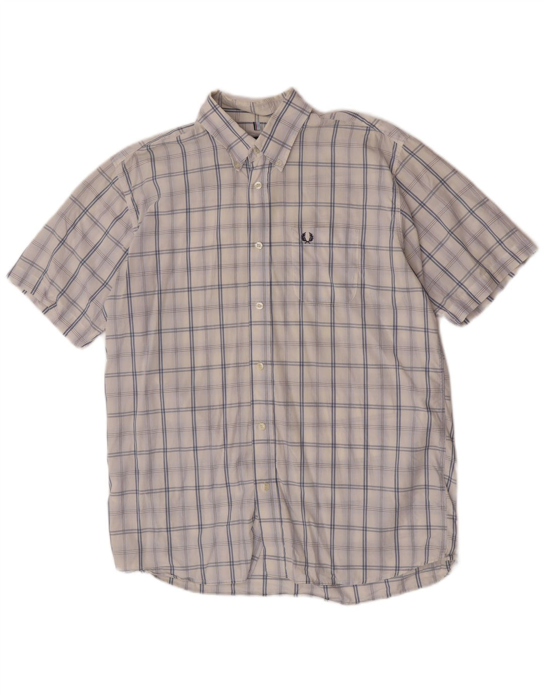 Camicia a maniche corte da uomo Fred Perry in cotone a quadri bianchi grandi