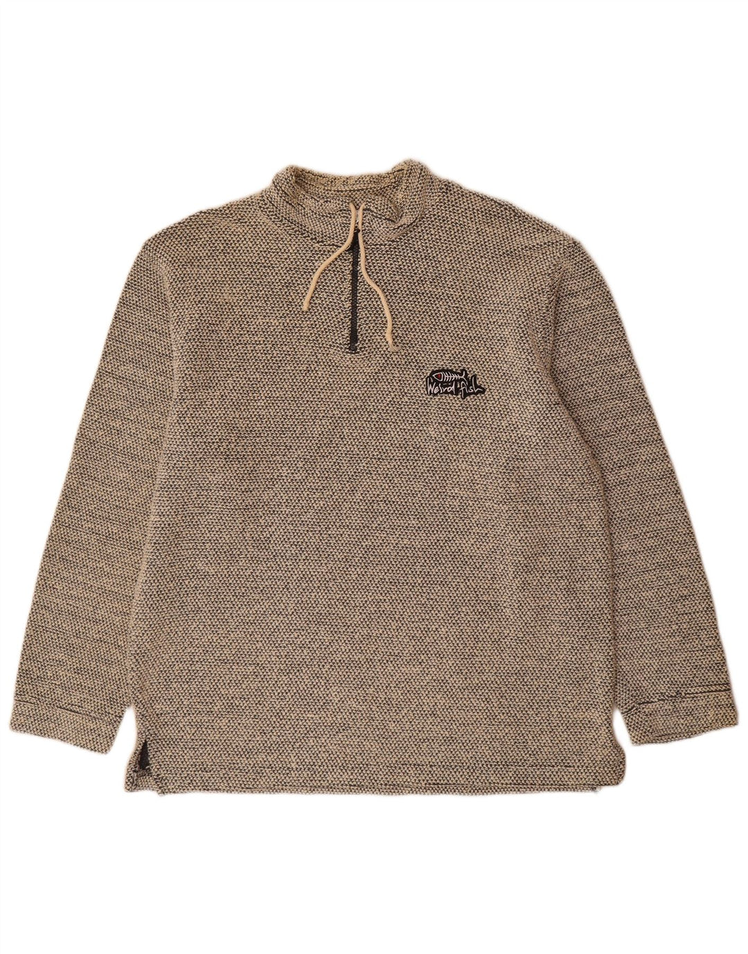 Weird Fish Mens Zip Neck Sweatshirt Jumper Large Grey Cotton
