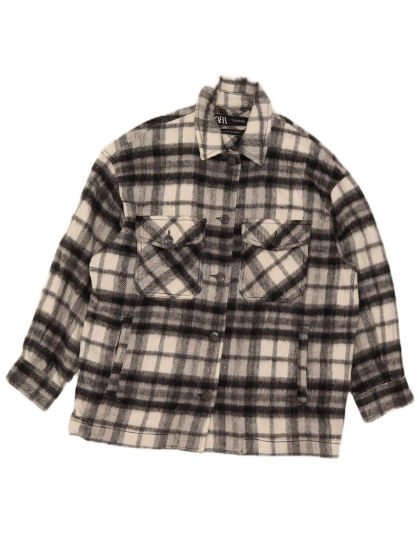 Zara Womens Oversized Lumberjack Flanell Shirt UK 6 XS Black Check