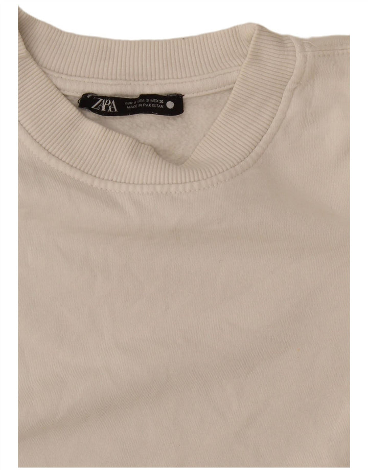 Zara Womens Crop Sweatshirt Jumper UK 10 Small White