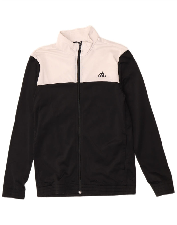 Adidas Boys Windproof Tracksuit Top Jacket 14-15 Years Black Colourblock