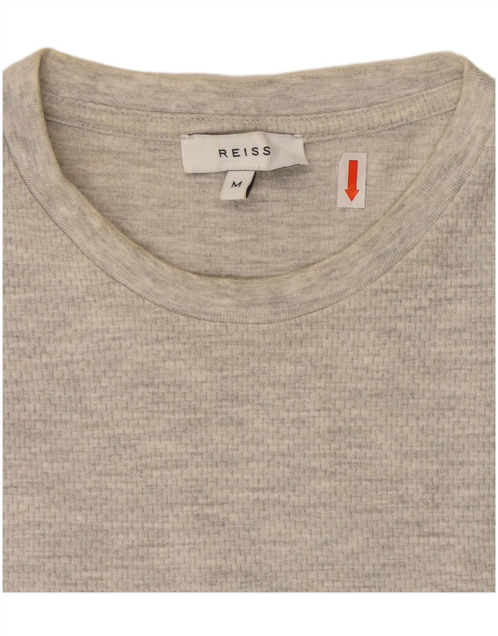 Reiss Herre T-shirt Top Medium Grey Flecked Bomuld