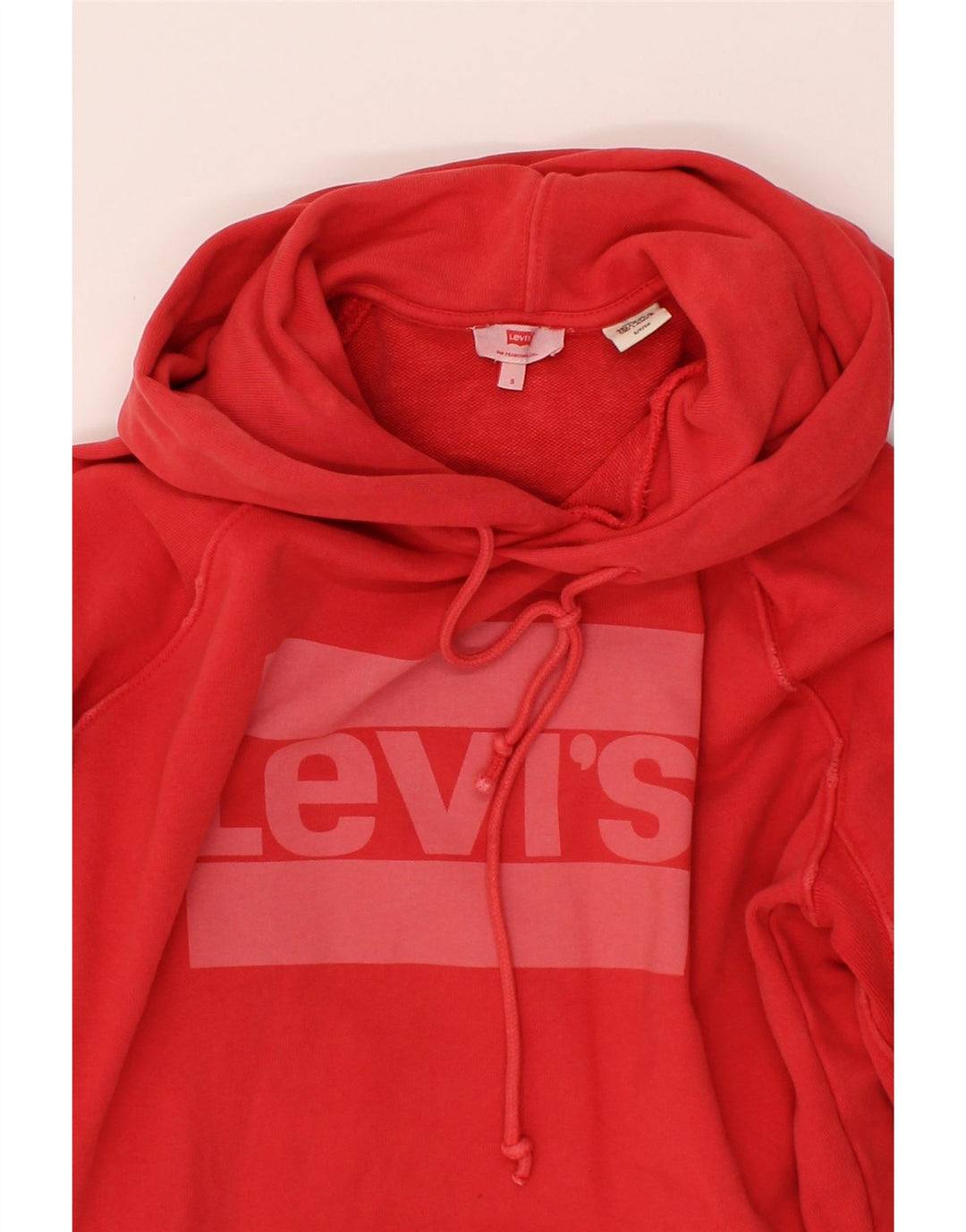 LEVI'S Mens Graphic Hoodie Jumper Small Red Cotton Vintage Levi's and Second-Hand Levi's from Messina Hembry 