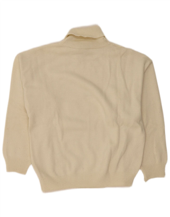 Vintage Mens Roll Neck Jumper Sweater Large Off White