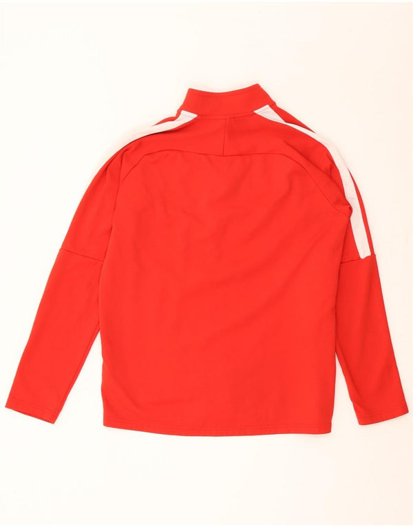 Nike Mens Dri Fit Zip Neck Top Long Sleeve Medium Red Colourblock Polyester