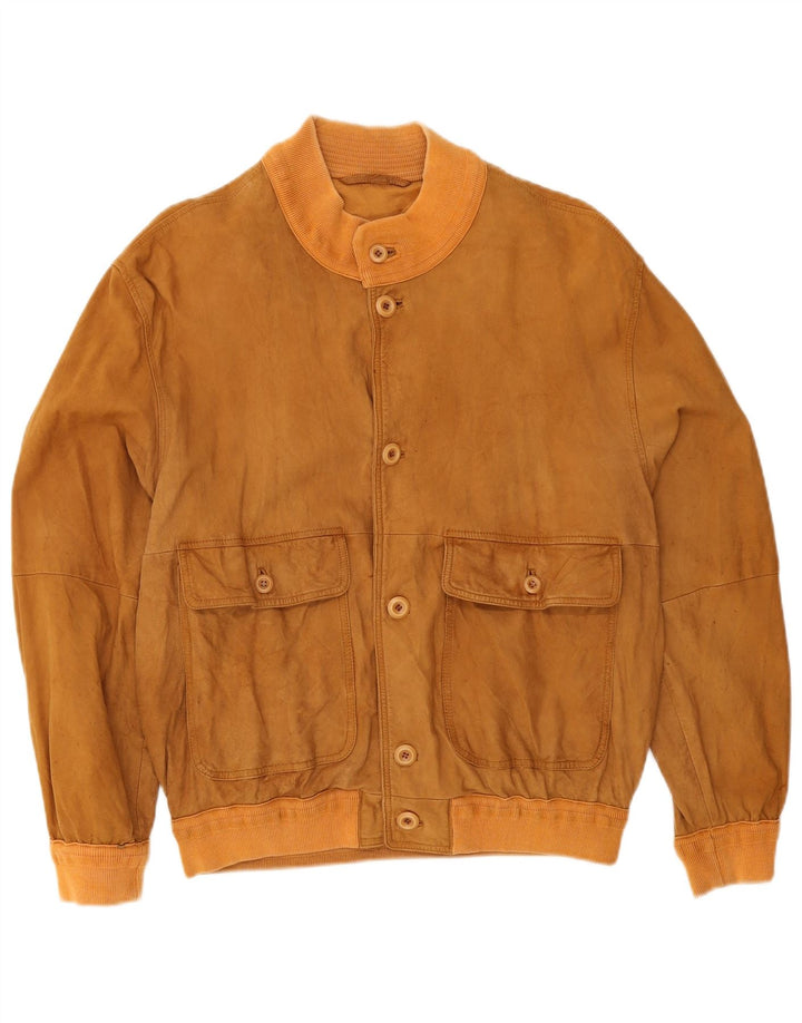 Vintage hombres ante bomber chaqueta Reino Unido 38 medio beige