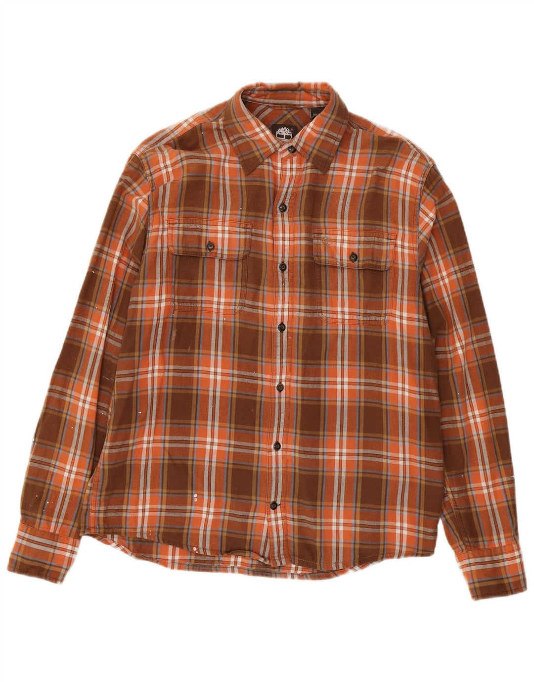 Timberland Mens Flannel Shirt Medium Brown Check Cotton